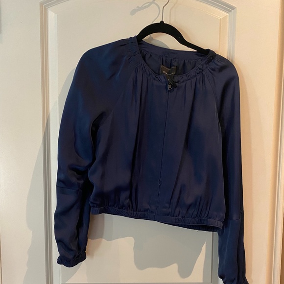 BCBGMaxAzria Cruz Blouson Sateen Navy Blue Bomber Style Jacket size S NWT - Picture 9 of 9